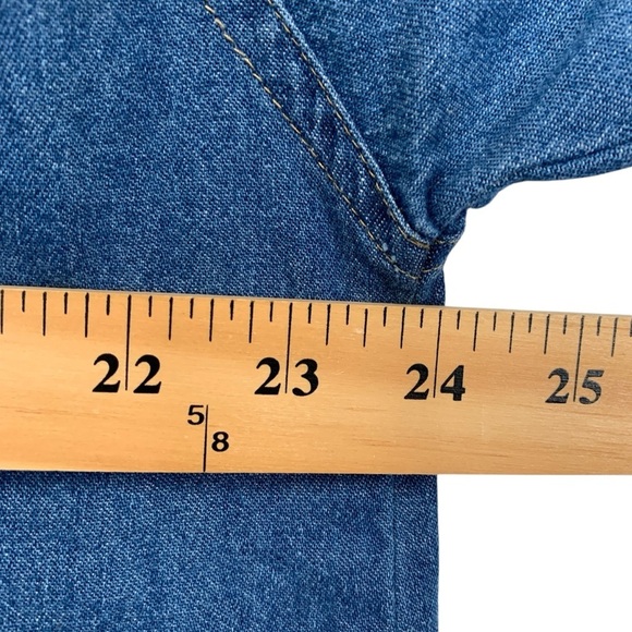 Sandy River Jeans Co. Chambray Shirt Mens 2XL Tall Blue Pearl Snap Buttons Vtg - Picture 4 of 8